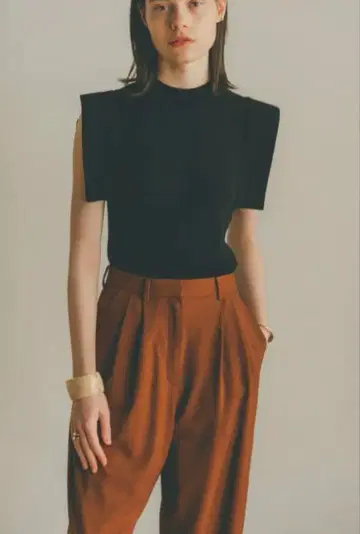 [ CLANE ] SQUARE SLEEVE KNIT TOPS*BLACK
