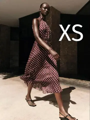 완판 ZARA 도트 프린트 홀터넥 미디 롱 원피스 XS