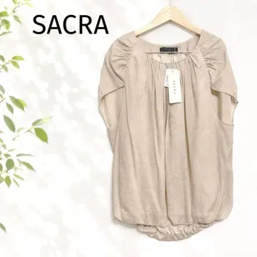 [택 포함 새상품] SACRA 텐셀 벌룬 풀오버 블라우스 베이지 M