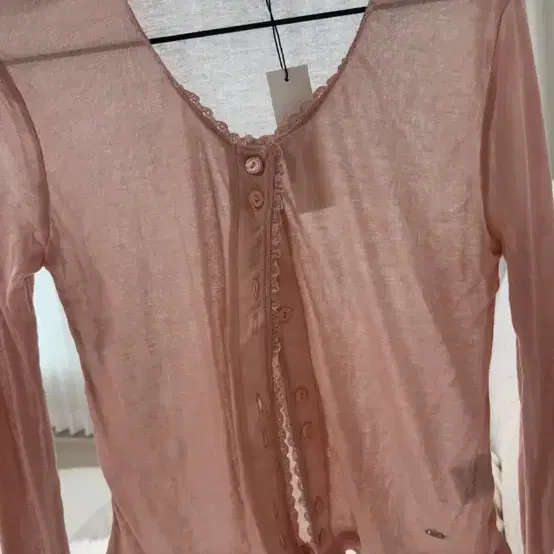 벨리아르 텐셀 레이스 가디건 핑크