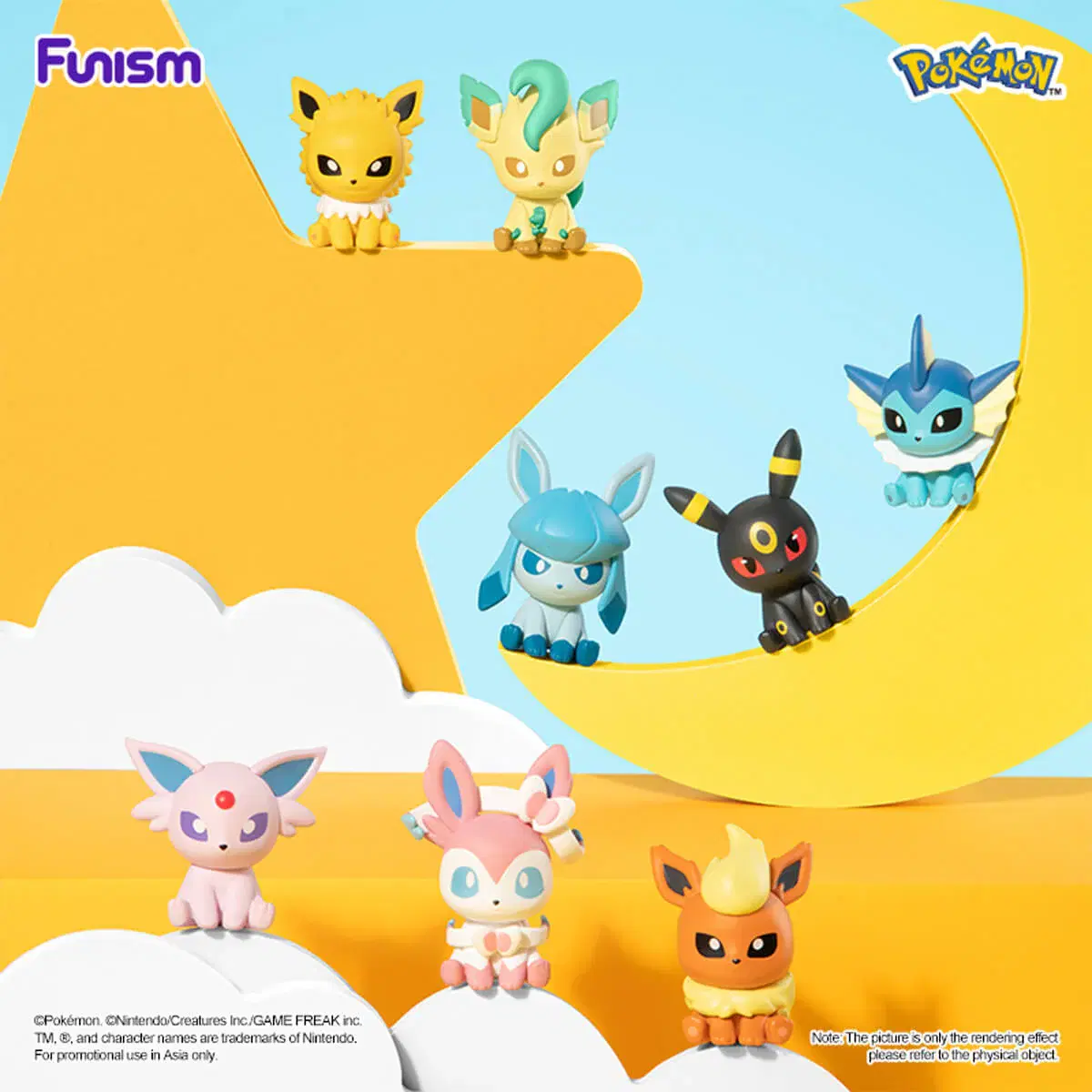 퍼니즘 포켓몬스터 가챠 피규어 세트 (에브이, 부스터, 글레이시아, 쥬피썬더, 리피아, 님피아, 블래키, 샤미드)