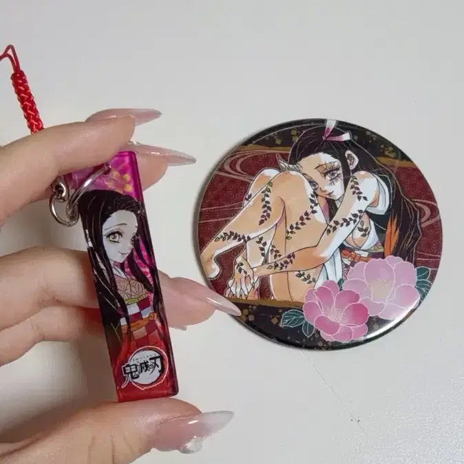 귀멸의칼날 네즈코 원화 캔뱃지 아크릴 키링