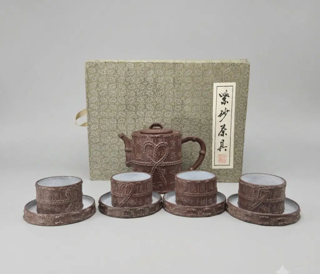 골동품 정품 1980-90 일본수출 의흥자사 죽통형 4인셋