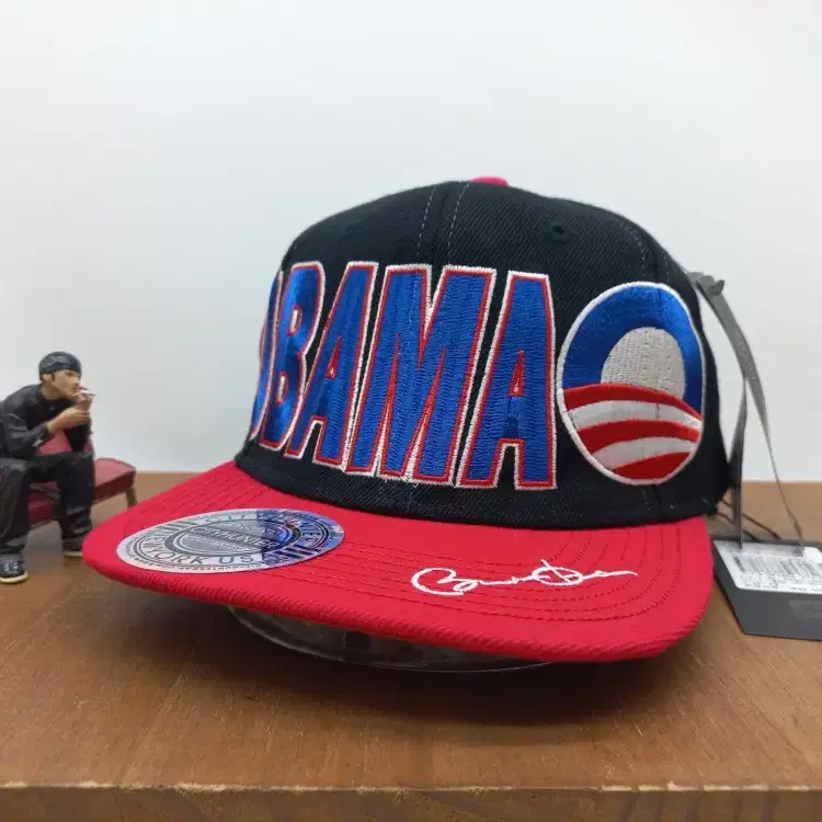 [새상품] 시티헌터 USA 버락 오바마 2012 대선 캠페인 한정판 사인 자수 스냅백 블랙 레드