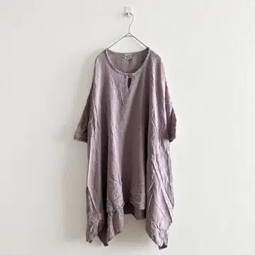 OH MY GAUZE! 세탁한 코튼 100% 튜닉 원피스 연보라