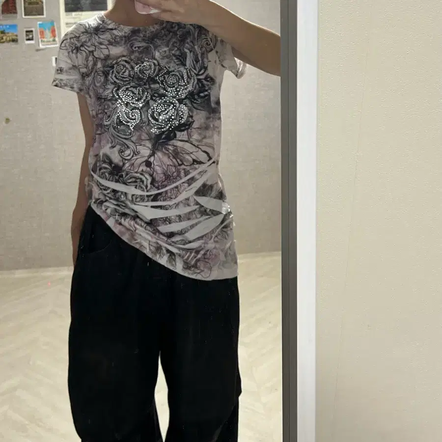 아메리칸 빈티지 워싱 그래픽 큐빅 티셔츠