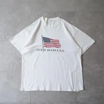 90s GUESS JEANS 성조기 그래픽 T 싱글 스티치 레어