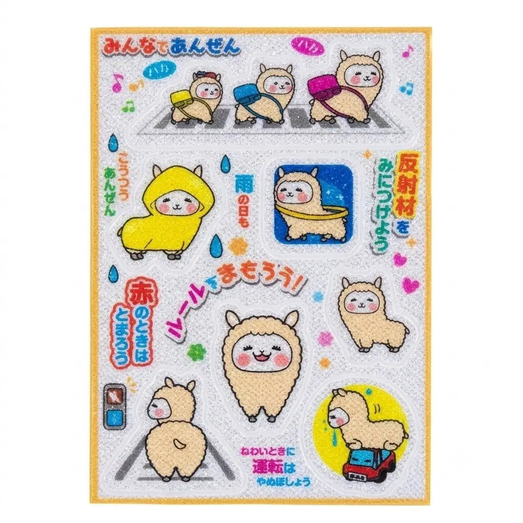 일본 레트로 알파카 스티커 안전 관련 문구