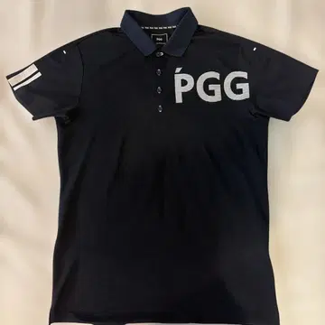 PGG 피케 셔츠 블랙 사이즈 6 빅 로고 골프웨어