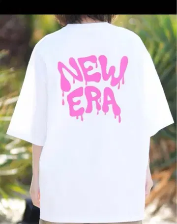 NEW ERA 반팔 오버 사이즈 코튼 T셔츠 화이트