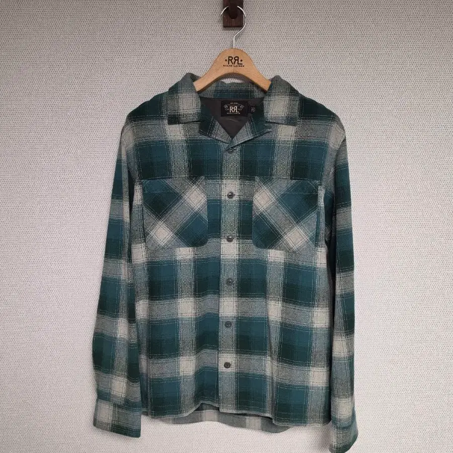 RRL 더블알엘 오픈카라 체크 셔츠 M