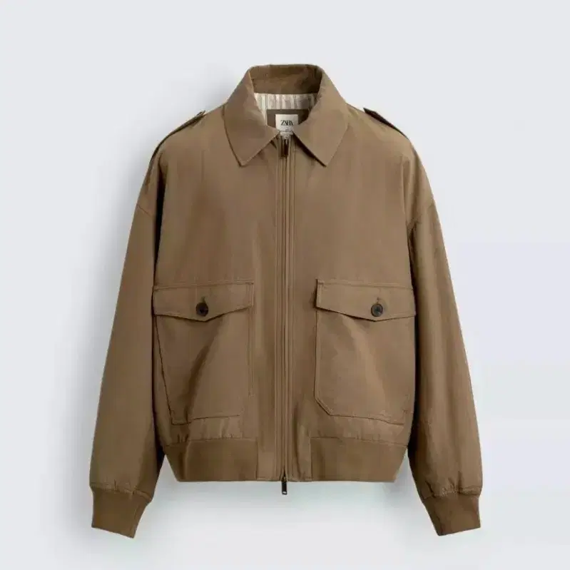 ZARA 카키 베이지 포켓 봄버 자켓  릴렉스드 핏 비스코스-코튼 26년 신상 새상품