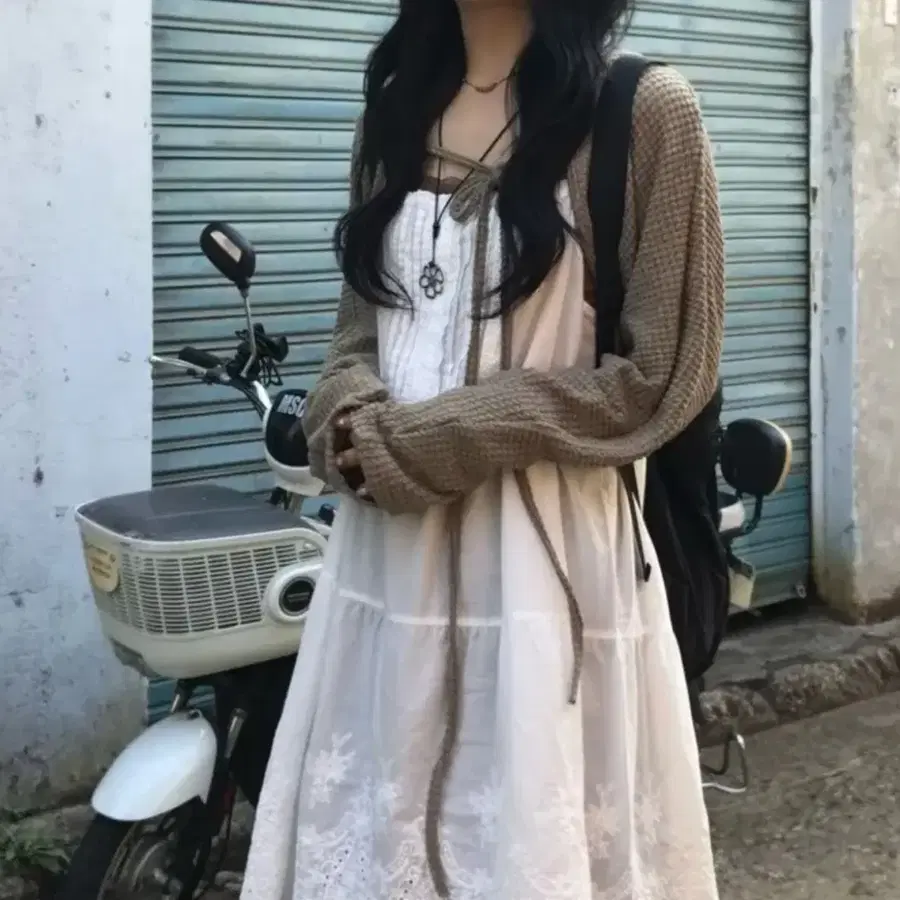 에이블리 리본 와플 볼레로 빈티지 레이스 원피스 일괄