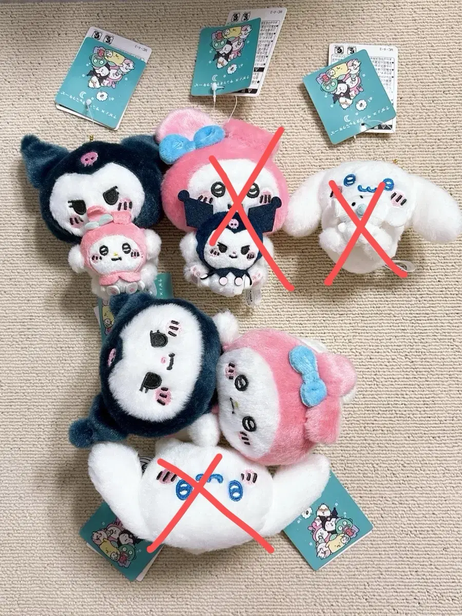 정품 나가노샵 나가노 산리오 캐릭터즈 페어 마스코트 누이구루미 키링 네소베리 쿠로미 마이멜로디 시나모롤 누이