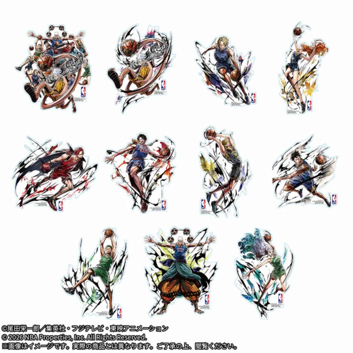 NBA 원피스 콜라보 스티커 (11종 세트) 16cm