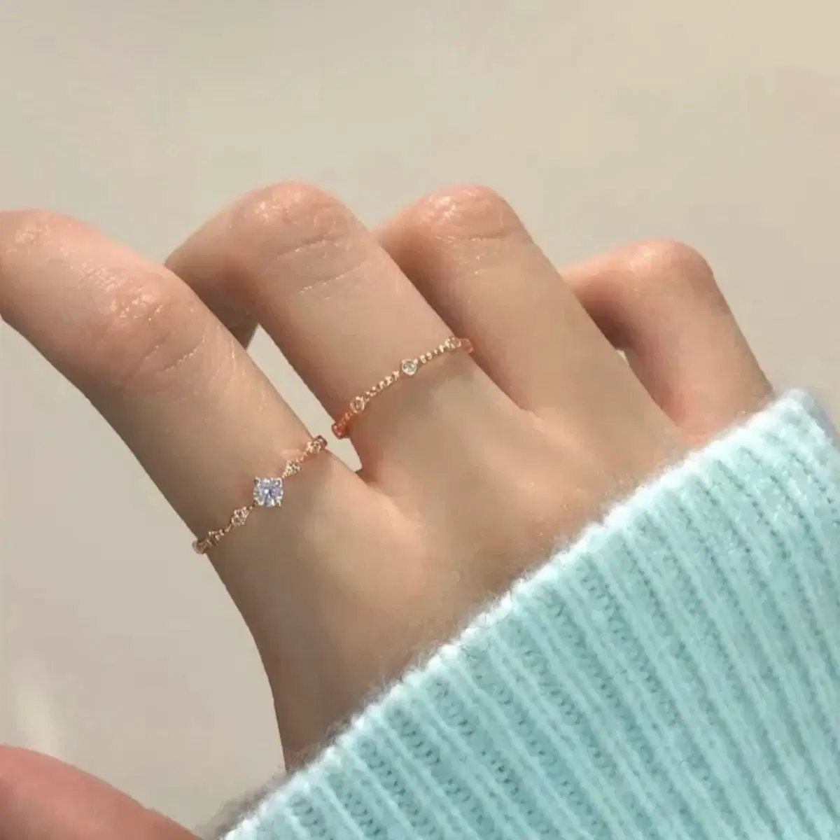 레이어드 큐빅 반지