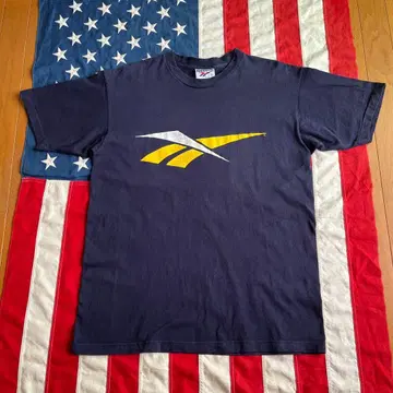 90s 빈티지 Reebok 빅 로고 T셔츠 L 네이비 미국제