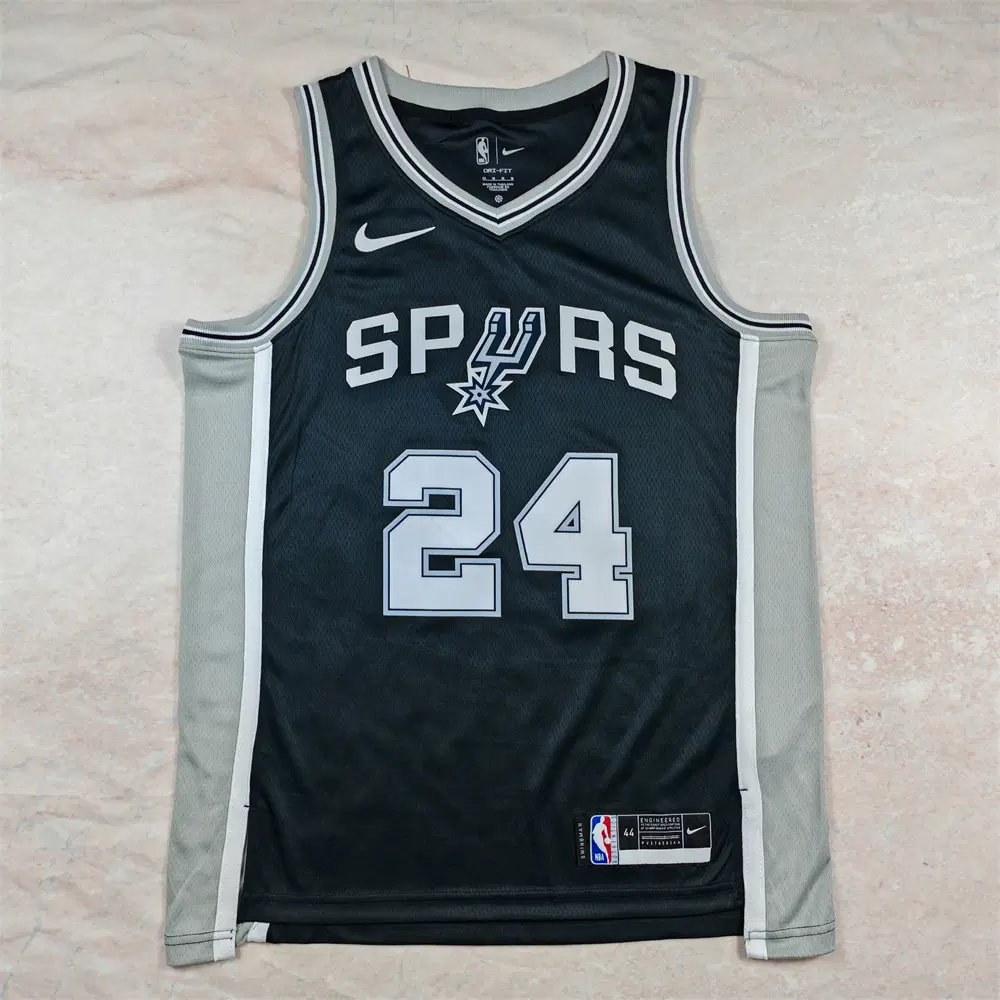 NBA 농구 유니폼 스퍼스 24번 검은색 열압축 유니폼 VASSELL