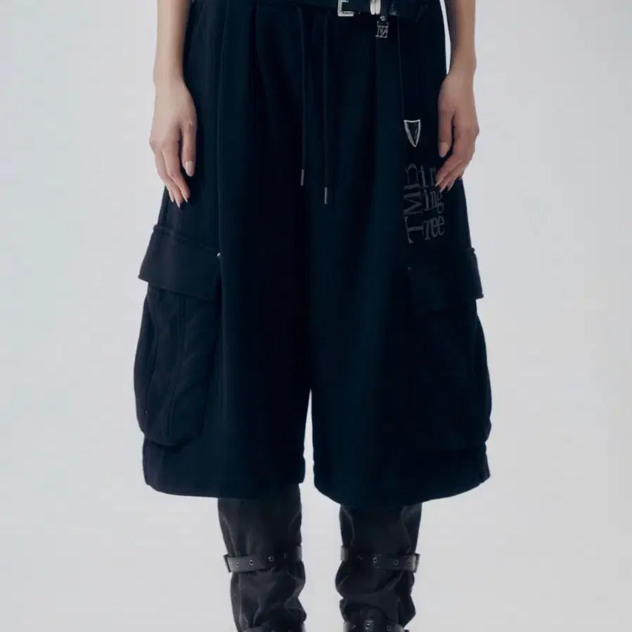 트리밍버드 Sweat Cargo Shorts [ Black ]