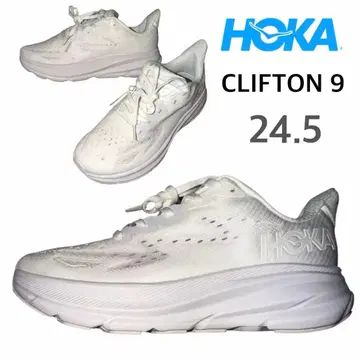 [ 미사용 새상품 ] HOKA CLIFTON 클리프톤 9 24.5 올 화이트 흰색