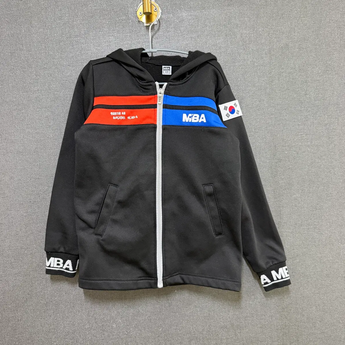 MBA 키즈 아동 120 기모 후드 집업 블랙 BO2852