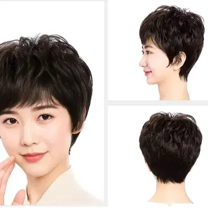 지비킹 100% 인모 수제 중년여성 전체가발 엄마통가발 웨이브 가발 B