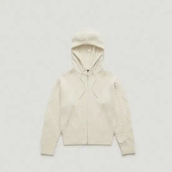 더바넷 Boen Cable Knit Zip-Up Hoodie_Ivory