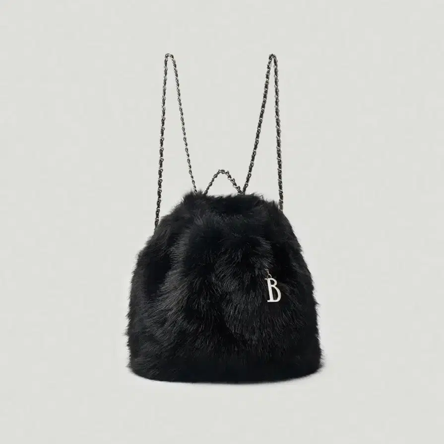 더바넷 Fur Drawstring Backpack_Black
