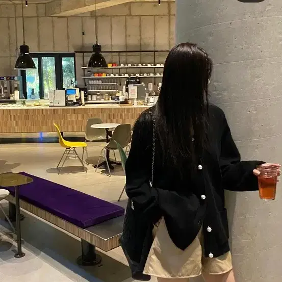 러브미우 진주단추 가디건(실사0)