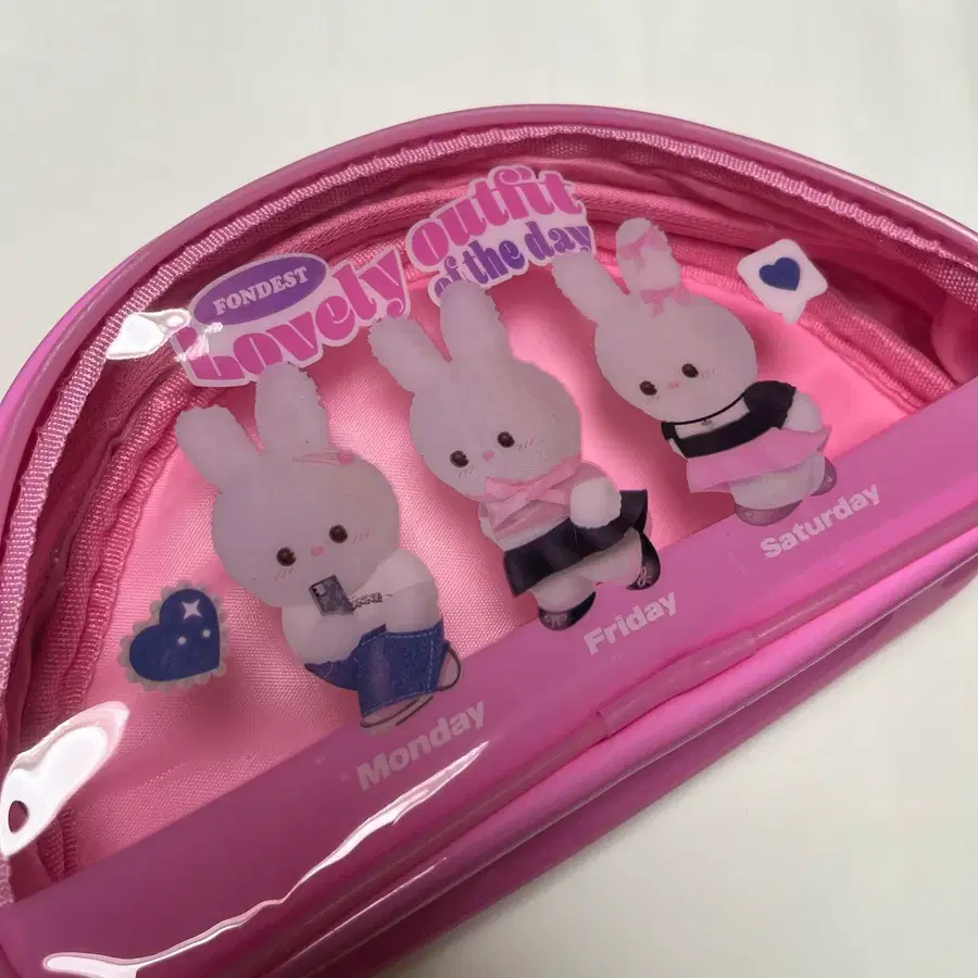 다이소 pvc 토끼 파우치 핑크