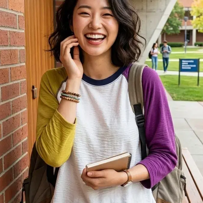 여성 배색 티셔츠