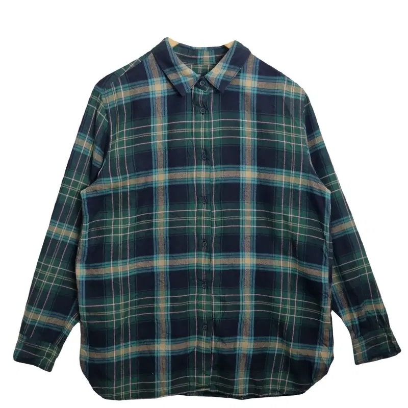 UNIQLO 유니클로 그린 체크 셔츠 [XL] 코튼 100% 빈티지 남방 일본구제
