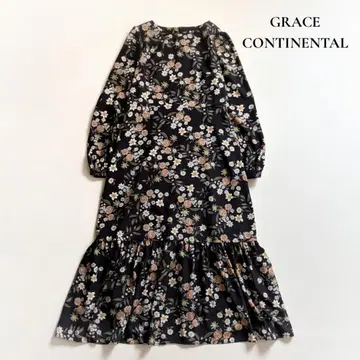 GRACE CONTINENTAL 로즈 프린트 플레어 원피스 A132