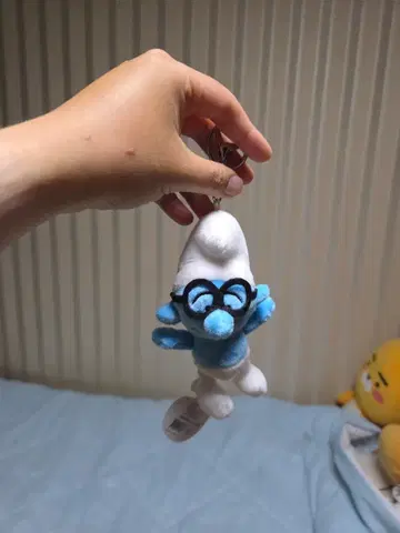 스머프 안경 인형 키링