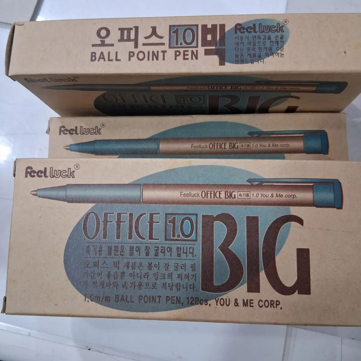 오피스 1.0 빅 볼펜파랑 12개입 3타