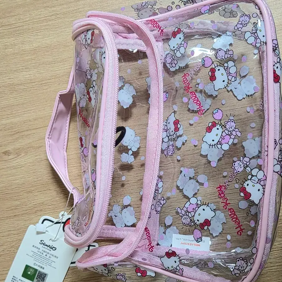 산리오 헬로키티 투명 파우치 핑크
