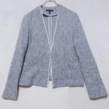 아이씨비 트위드풍 노카라 자켓 (7) 파이핑 레이온 혼방