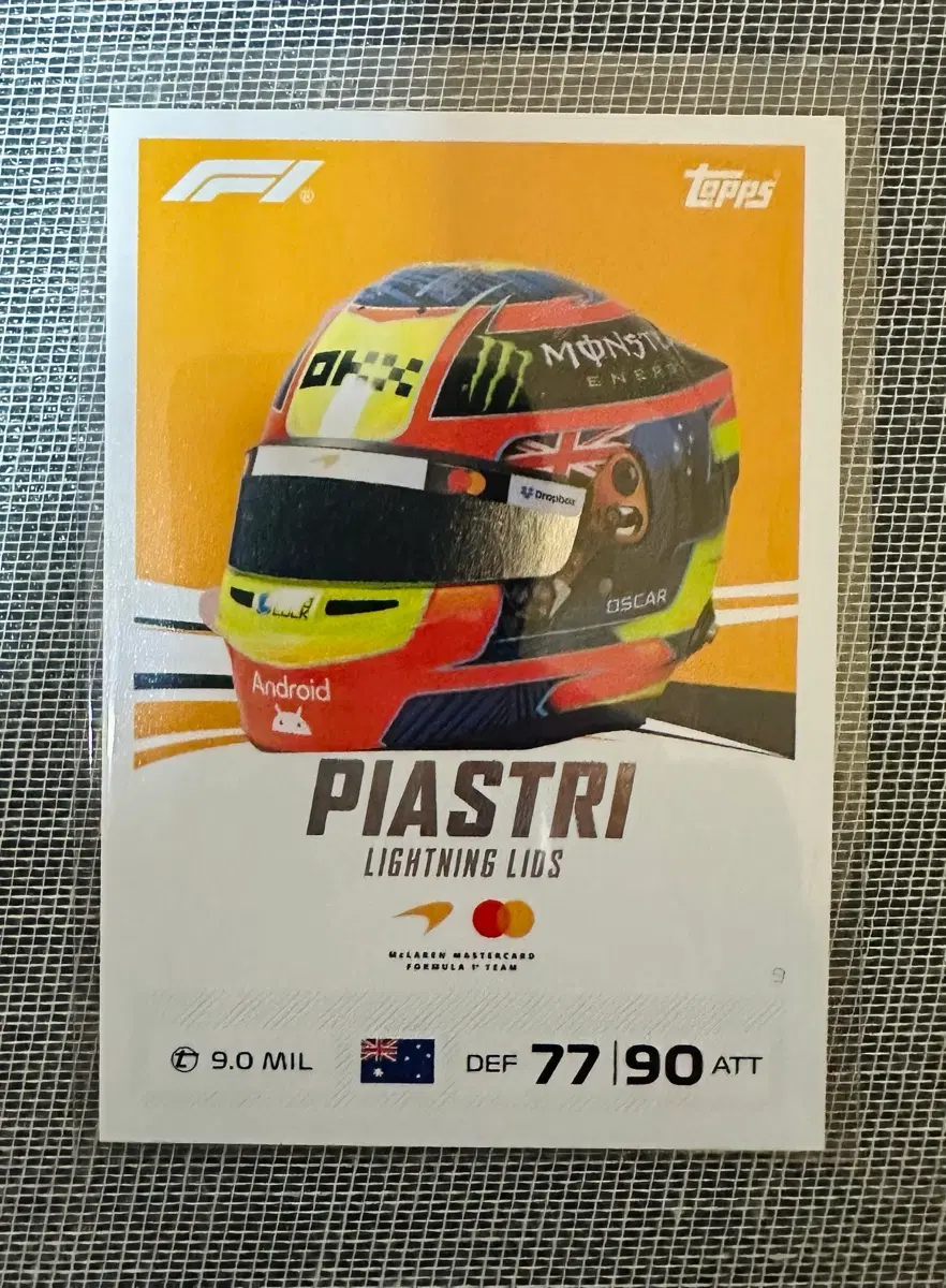 2026 F1 탑스 터보 어택 오스카 피아스트리 헬멧 카드