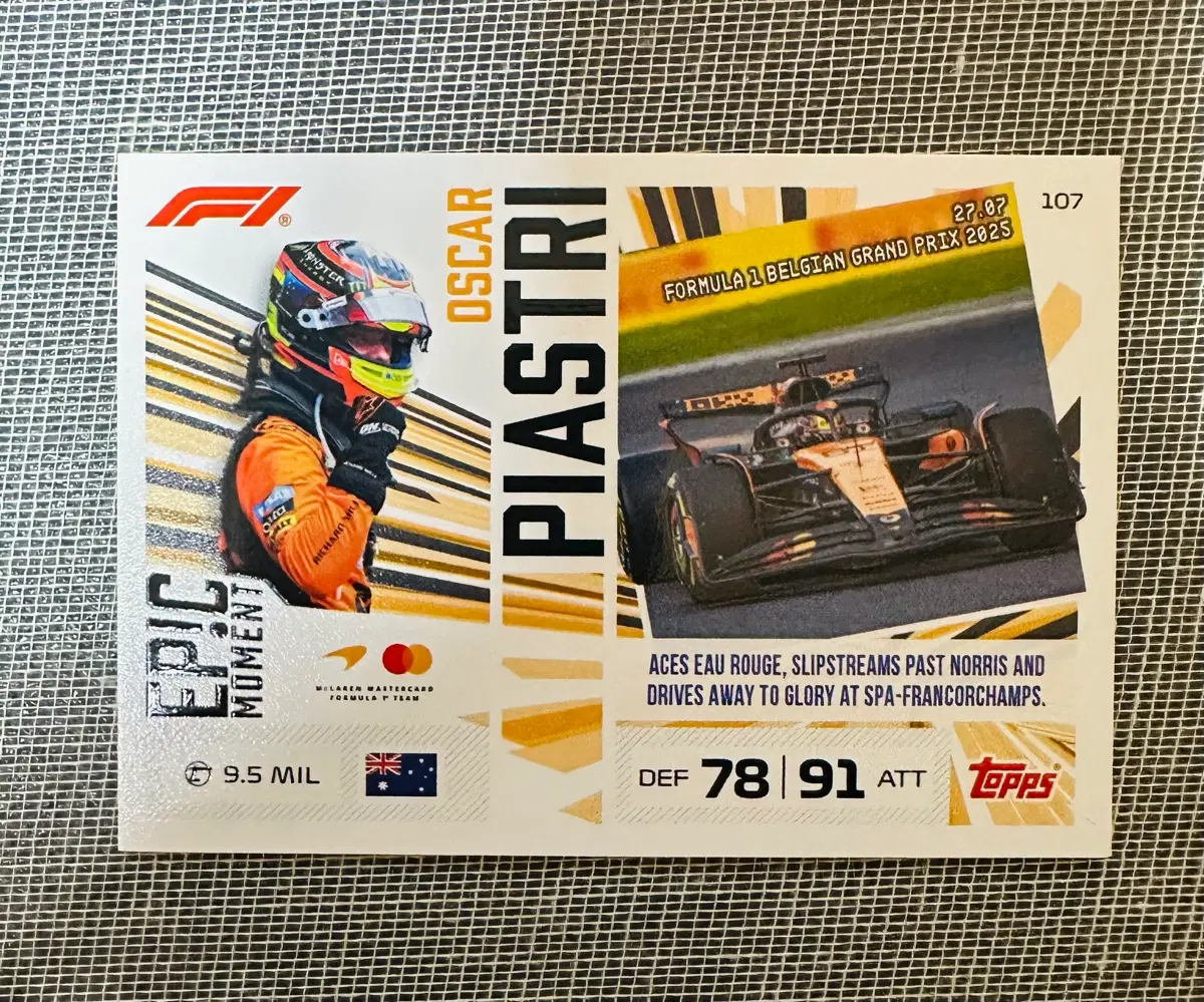2026 F1 탑스 터보 어택 오스카 피아스트리 카드