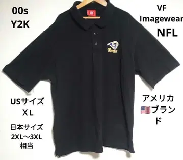 00s NFL 램스 자수 피케 셔츠 XL 블랙 VF사 Y2K