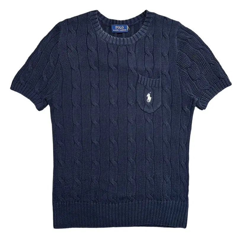 POLO RALPH LAUREN 케이블 반팔 니트 네이비