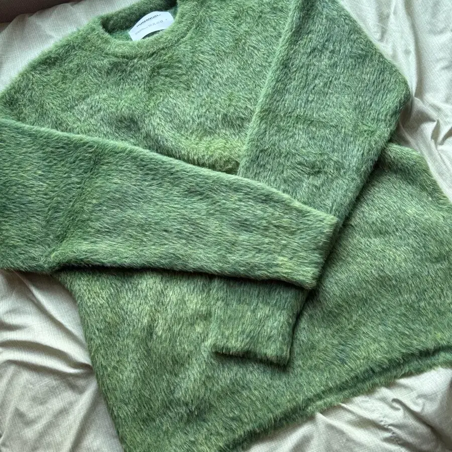 노매뉴얼 - [M] CROPPED HAIRY KNIT - GRASS GREEN