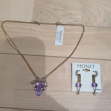 MONET 목걸이 귀걸이 세트 퍼플 스톤