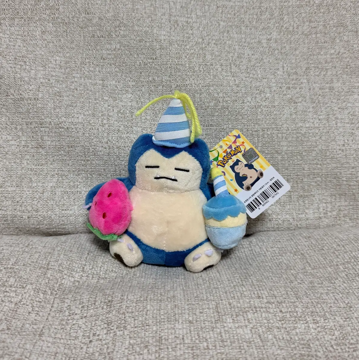 정품 포켓몬스터 잠만보 생일케이크 12cm 키링 인형 가방걸이