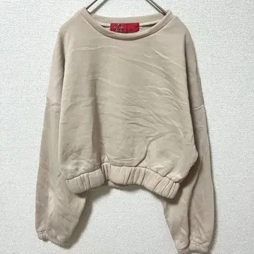 로마 컨셉 크루넥 긴팔 맨투맨 무지 L 베이지 크롭