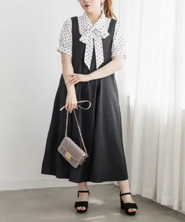 CLETTE 쿠레트 오리지널 도트 무늬 레이어드 스타일 원피스 4L