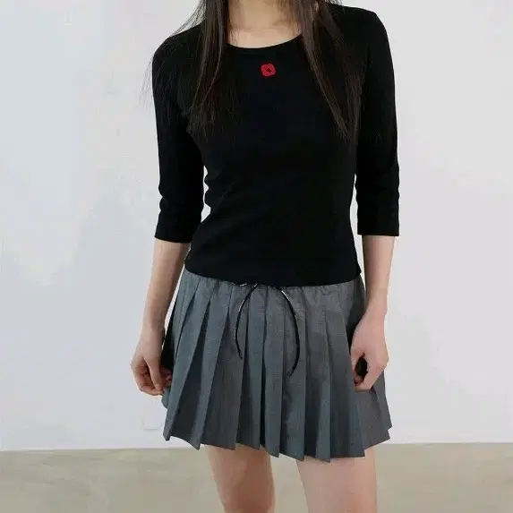 아밤 치마바지 스커트 그레이 스몰 Pleats Mini Skirt Grey