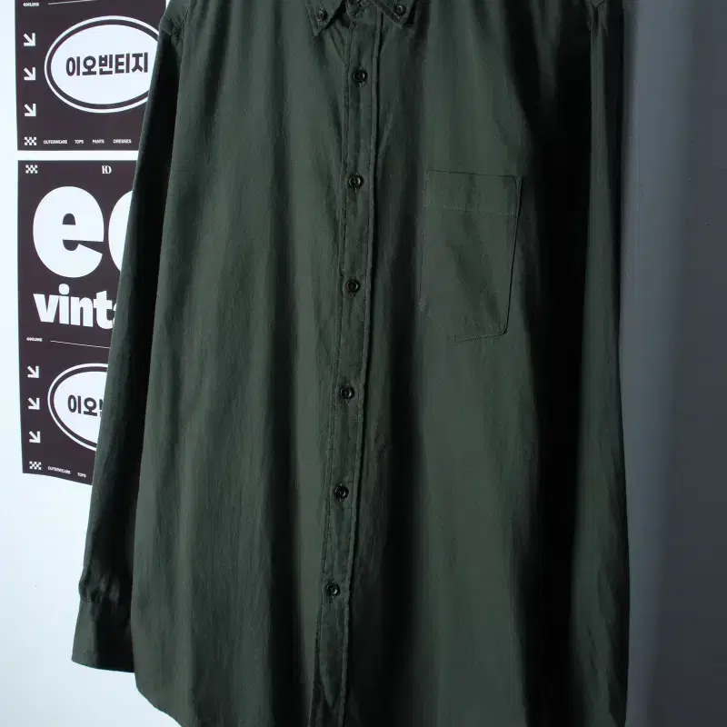 (XL-2XL) 유니클로 셔츠 남방 무지 그린 아메카지-H36526