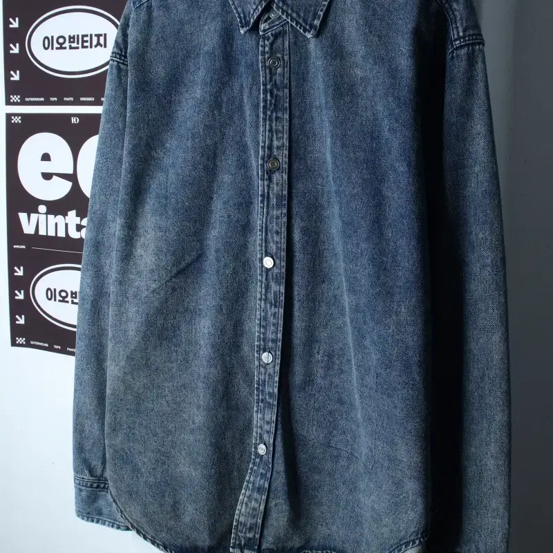 (L-XL) 에잇세컨즈 셔츠 남방 데님 청 워싱 무지 아메카지-H36527