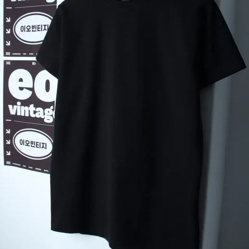 (L-XL) 드릭스 반팔 티셔츠 무지 블랙 머슬핏-H36454